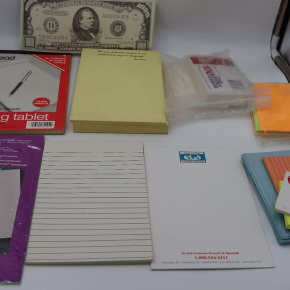 Vintage Paper Lot Writing Pads Index Cards Desk Teacher Rescue Lot - Picture 1 of 12